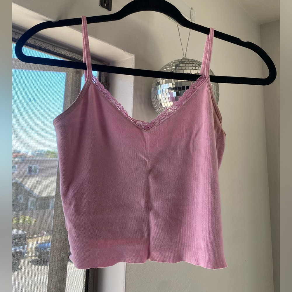 Brandy Melville Light Pink Lace Tank Top